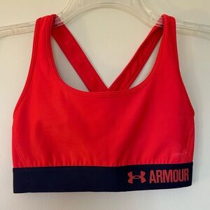 Women’s Under Armour Red Cross Back Compression Sports Bra - Size S